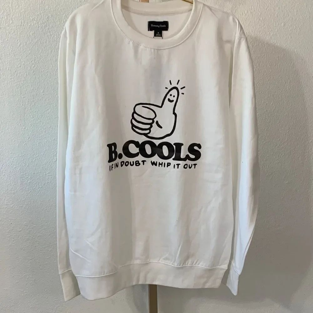 Barney Cools White Graphic Crewneck Sweater-medium -NWT